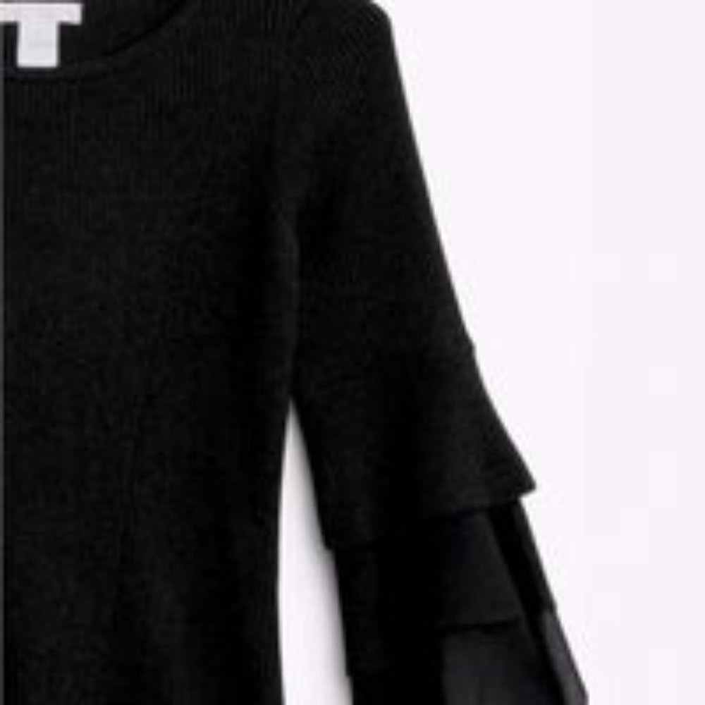 Design History Ethelda Ruffle Bell Sleeve Pullover Sweater XL - Picture 4 of 4